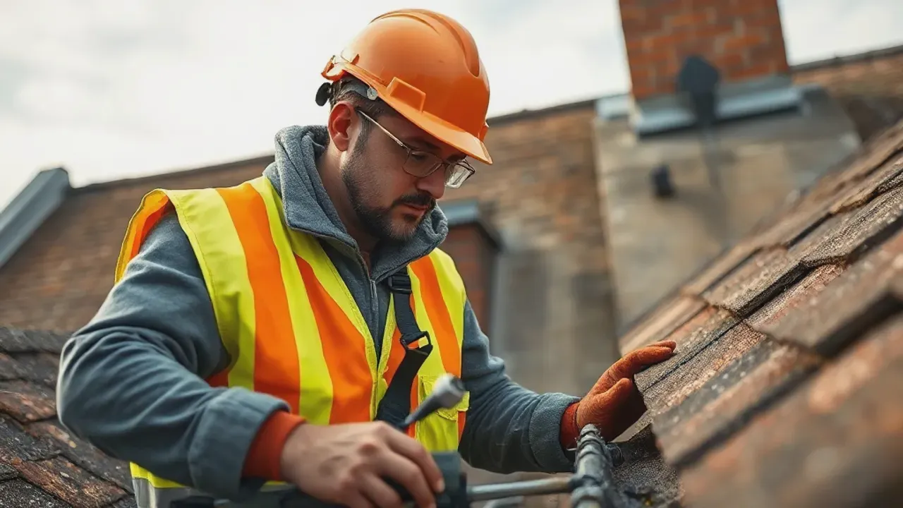 A professional carrying out Cobham roofing projects near Leatherhead